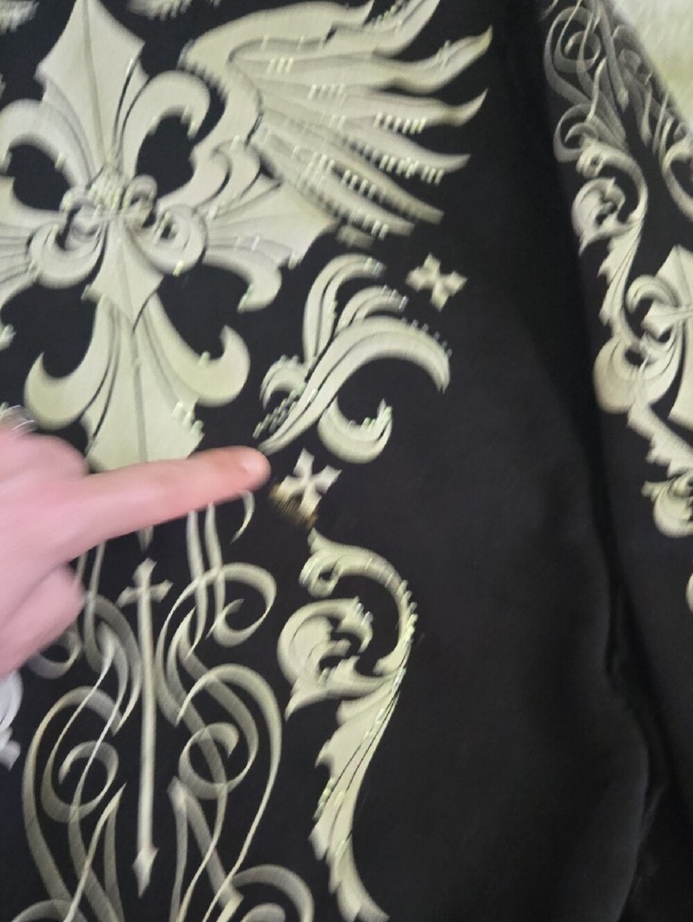 Affliction Black Bomber Jacket with Silver Crest and Wing Graphics - Picture 4 of 8
